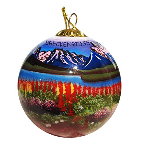 Art Studio Company Hand Painted Glass Christmas Ornament - Flowers Mountains Breckenridge Art Studio Company Hand Painted Glass Christmas Ornament - Flowers Mountains Breckenridge