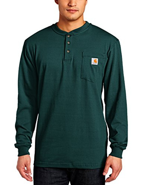 Carhartt Mens Workwear Pocket Henley Shirt Regular and Big   Tall Sizes Hunter Green 3X-Large