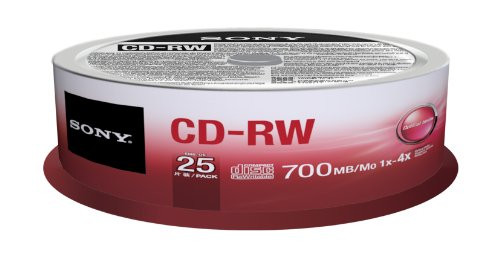 Sony 25CRW80SPM CD-RW 4X 700MB Spindle Rewritable CD 25-Pack