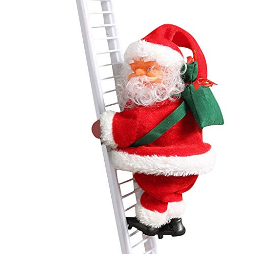 Climbing Santa Claus on Ladder Electric Christmas Santa Claus Hanging Decoration Xmas Ornament Toy