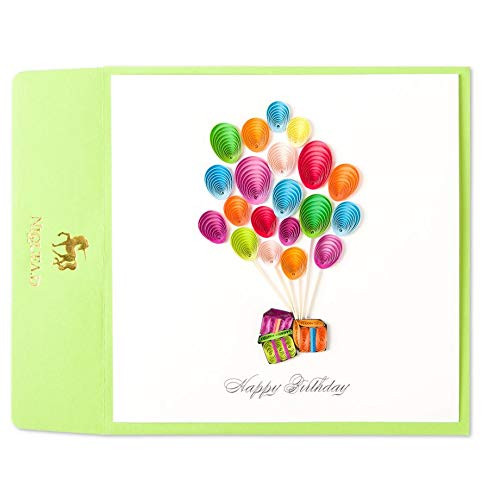 NIQUEA_D Quilled Presents With Balloons Birthday Card