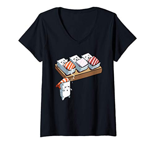 Womens Funny Sleep Walking Sushi Kawaii Japanese Tasty Japan Lover V-Neck T-Shirt Womens Funny Sleep Walking Sushi Kawaii Japanese Tasty Japan Lover V-Neck T-Shirt