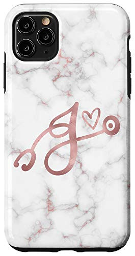 iPhone 11 Pro Max Cute Letter J Initial Monogram Nurse Doctor Rose Pink Case