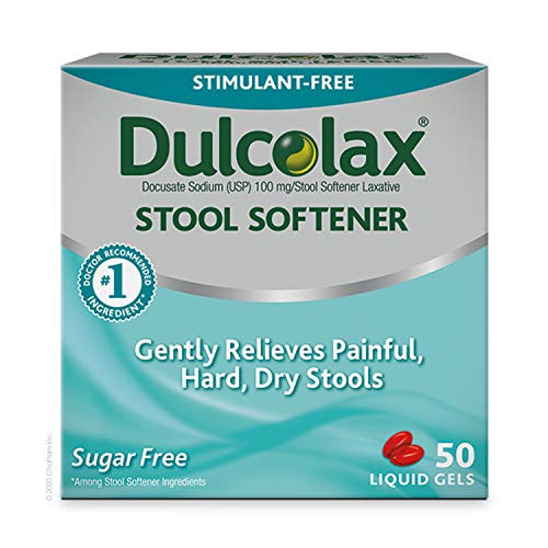 Dulcolax Stool Softener Liquid Gels 50 Count Gentle Stimulant Free-Laxative Softens Stools for Relief from Constipation Irregular Bowel Movements Hard Dry Painful Stools