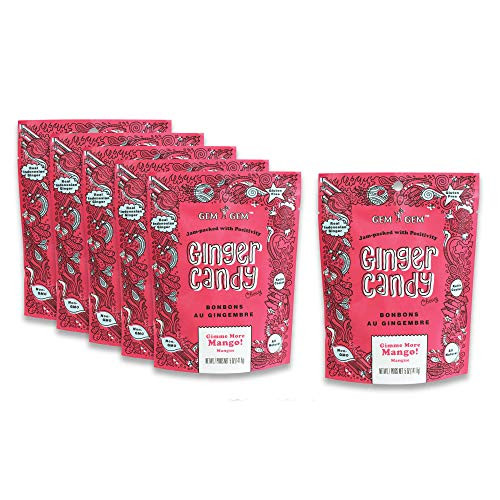 Gem Gem Ginger Candy Chewy Ginger Chews Mango 5_0oz Pack of 6