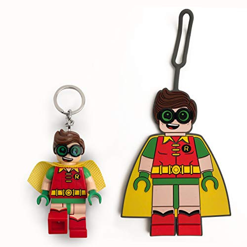 Lego Batman Movie Robin Keychain Light   Silicone Luggage Tag Set - 3 Inch Tall Keychain Light Figure
