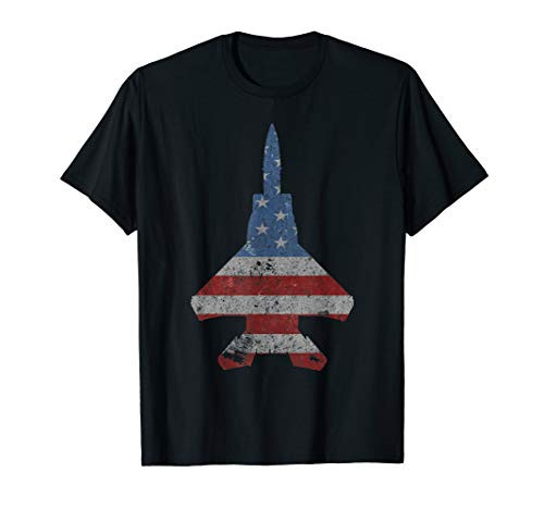 F-15 Eagle Jet Fighter Vintage American Flag T-Shirt