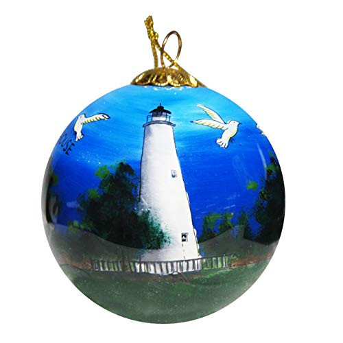 Art Studio Company Hand Painted Glass Christmas Ornament - Ocracoke Lighthouse Art Studio Company Hand Painted Glass Christmas Ornament - Ocracoke Lighthouse