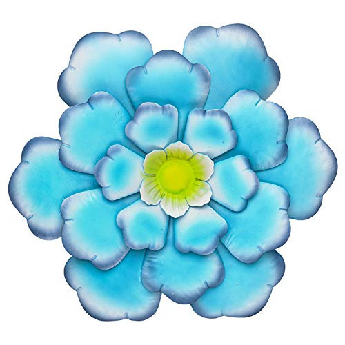SONGXIN Blue Indoor Outdoor Wall Art Metal Flower Wall Decor Colorful Wall Sculptures Hanging for Bathroom Living Room Bedroom Office 13 Inch
