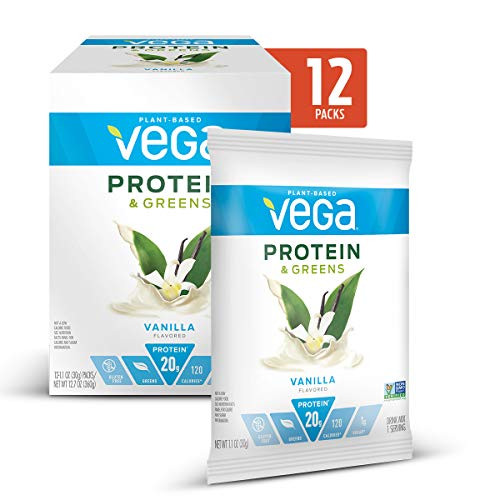 Vega Protein and Greens Vanilla Plant Based Protein Powder Plus Veggies - Vegan Protein Powder Keto-Friendly Vegetarian Gluten Free Soy Free Dairy Free Lactose Free 12 Single Serve Packs Vega Protein and Greens Vanilla Plant Based Protein Powder Plus Veggies - Vegan Protein Powder Keto-Friendly Vegetarian Gluten Free Soy Free Dairy Free Lactose Free 12 Single Serve Packs