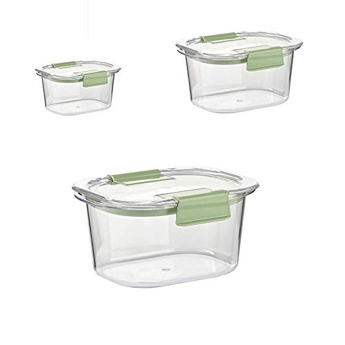 JUMA Food Storage Containers with Lids  Reusable Plastic Containers  BPA-Free Stackable Microwave Dishwasher Freezer Safe  Airtight  3 Piece Set A Green