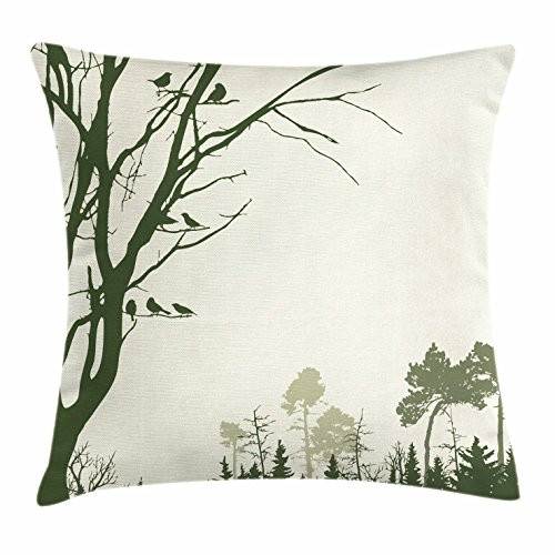 Ambesonne Forest Throw Pillow Cushion Cover Nature Theme The Panorama of a Forest Pattern Birds on Tree Branches Print Decorative Square Accent Pillow Case 16 X 16 Olive Green Ambesonne Forest Throw Pillow Cushion Cover Nature Theme The Panorama of a Forest Pattern Birds on Tree Branches Print Decorative Square Accent Pillow Case 16 X 16 Olive Green