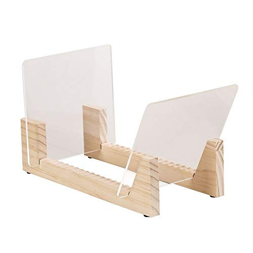 Vinyl Record Storage Holder Record Stand Album Storage Display Stand-Store and Holds Up to 50 AlbumsDVDsor CDs-Solid Pine Wood with Crystal Clear Acrylic-Modern Design-Natural