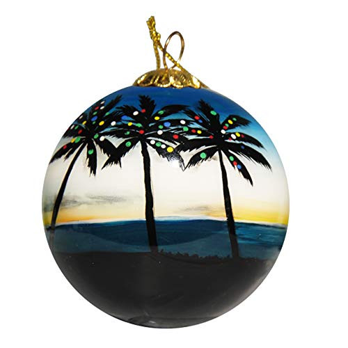 Art Studio Company Hand Painted Glass Christmas Ornament - Palm Trees with Lights Naples Art Studio Company Hand Painted Glass Christmas Ornament - Palm Trees with Lights Naples