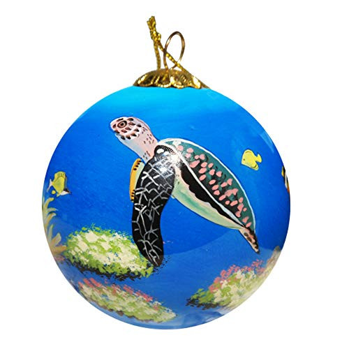 Art Studio Company Hand Painted Glass Christmas Ornament - Sea Turtle Outer Banks Art Studio Company Hand Painted Glass Christmas Ornament - Sea Turtle Outer Banks