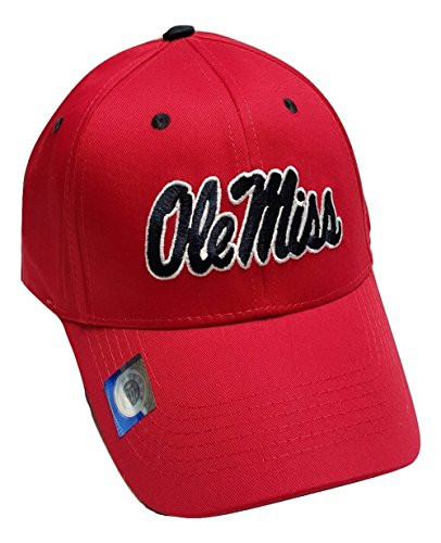 NCAA Ole Miss Rebels Adjustable Cap Structured Logo Hat Red