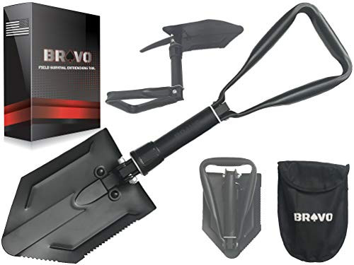 Military Folding Shovel -Profits Support Anti Child Trafficking Operations Heavy Duty Camp Shovel w Pick- Portable Camping Shovel- Army E Tool Foldable Emergency Shovel Small Collapsible Shovels