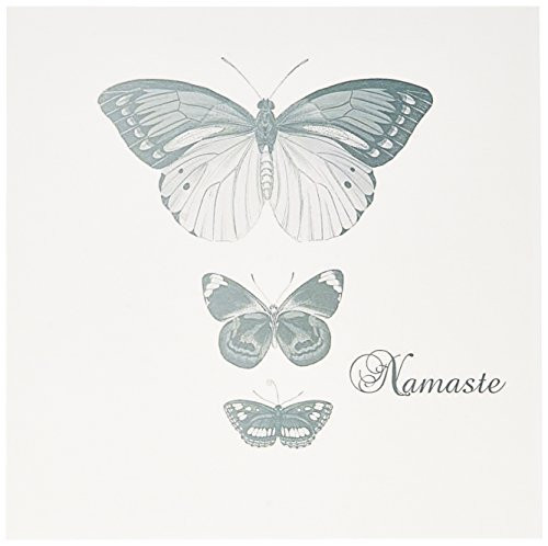 3dRose Namaste pretty blue butterflies inspirational art - Greeting Cards, 6 x 6 inches, set of 6 (gc_130544_1)