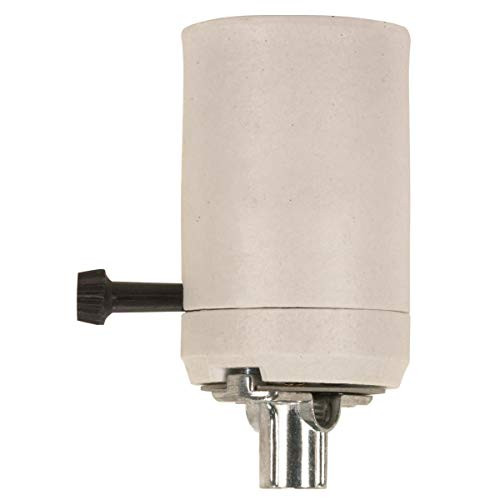 Ohlectric OL-39285 3 Way Lamp Socket Interiors With Turn Knob - Unglazed Mogul Size Porcelain Socket - Lamp Fixture Replacement Socket With Removable Knob - Vintage Lamp Part