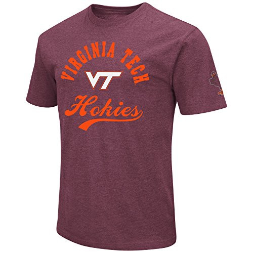 NCAA Colosseum Mens Vintage Retro Dual-Blend T-Shirt-Virginia Tech Hokies-Maroon-XXL