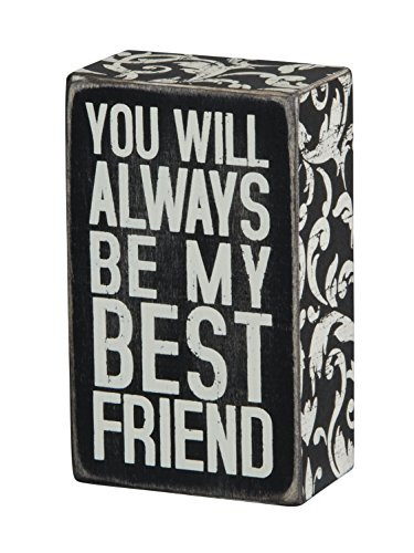 Primitives by Kathy Floral Trimmed Box Sign, 5" x 3", Black/White