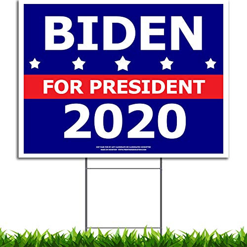 VIBE INK Joe Biden for President 2020 Political Campaign Yard Sign Large 24x18 with Included Lawn H-Stake - Made in America - Waterproof - Front   Back
