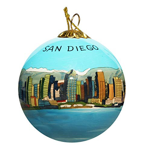 Art Studio Company San Diego California City Skyline Reverse Painted Glass Ball Christmas Ornament Art Studio Company San Diego California City Skyline Reverse Painted Glass Ball Christmas Ornament