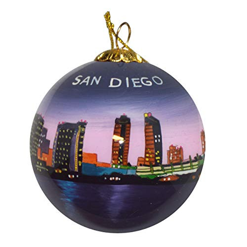 Art Studio Company Hand Painted Glass Christmas Ornament - San Diego California Skyline Night Art Studio Company Hand Painted Glass Christmas Ornament - San Diego California Skyline Night