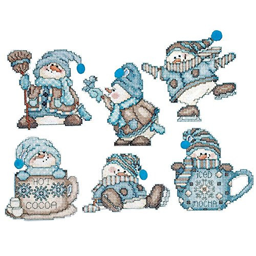 Design Works Counted Cross Stitch Kit 6 Ornaments - Cocoa Snowment