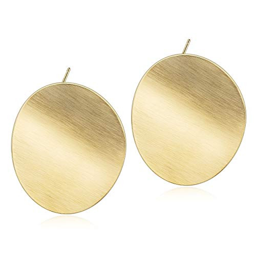 Earrings for Women 14K Gold Rosegold White Plated Stainless Steel Fashion Earrings Drop Dangle Earrings Geometric Statement Earrings Jewelry Gift for Women Girls Oval-Gold