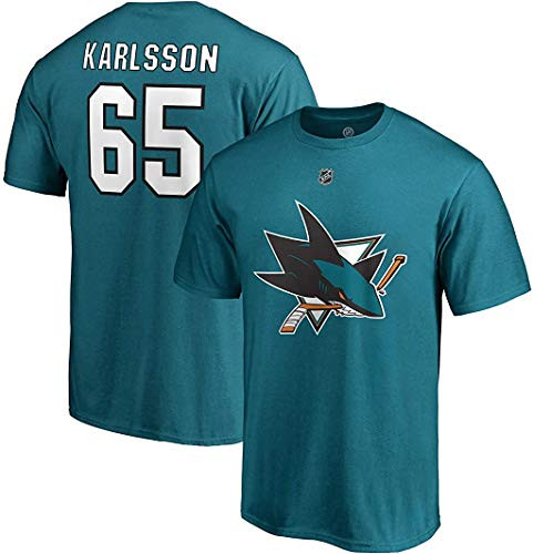 Erik Karlsson San Jose Sharks 65 Teal Youth Name   Number Jersey T-Shirt Medium 1012