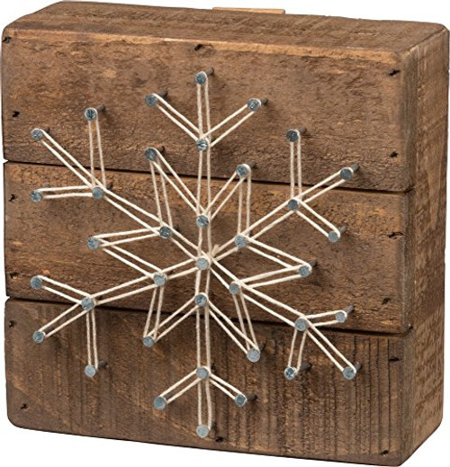 Primitives by Kathy Christmas String Art Box Sign, Snowflake Primitives by Kathy Christmas String Art Box Sign, Snowflake