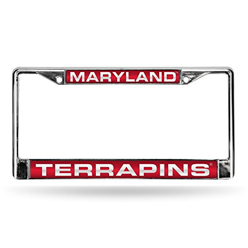 NCAA Rico Industries Laser Cut Inlaid Standard Chrome License Plate Frame Maryland Terrapins - Red Insert