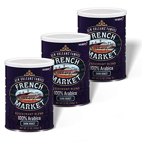 French Market Coffee Restaurant Blend Dark Roast 12 Ounce Can Pack of 3