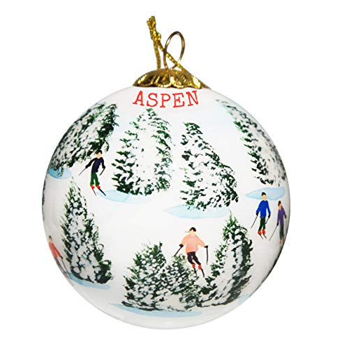 Art Studio Company Hand Painted Glass Christmas Ornament - Skiing The Glades - Aspen Colorado Art Studio Company Hand Painted Glass Christmas Ornament - Skiing The Glades - Aspen Colorado