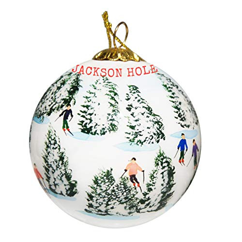 Art Studio Company Hand Painted Glass Christmas Ornament - Skiing The Glades - Jackson Hole Wyoming Art Studio Company Hand Painted Glass Christmas Ornament - Skiing The Glades - Jackson Hole Wyoming
