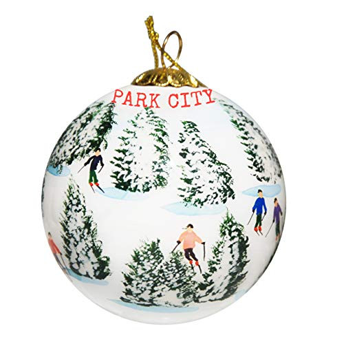 Art Studio Company Hand Painted Glass Christmas Ornament - Skiing The Glades - Park City Utah Art Studio Company Hand Painted Glass Christmas Ornament - Skiing The Glades - Park City Utah