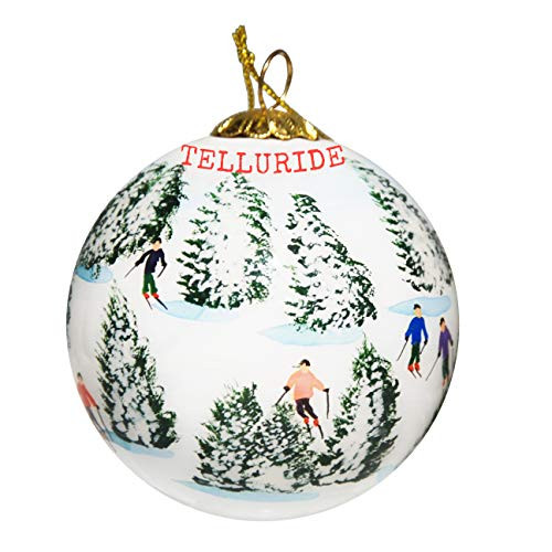 Art Studio Company Hand Painted Glass Christmas Ornament - Skiing The Glades - Telluride Colorado Art Studio Company Hand Painted Glass Christmas Ornament - Skiing The Glades - Telluride Colorado