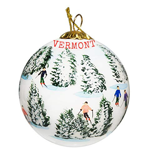 Art Studio Company Hand Painted Glass Christmas Ornament - Skiing The Glades Vermont Art Studio Company Hand Painted Glass Christmas Ornament - Skiing The Glades Vermont
