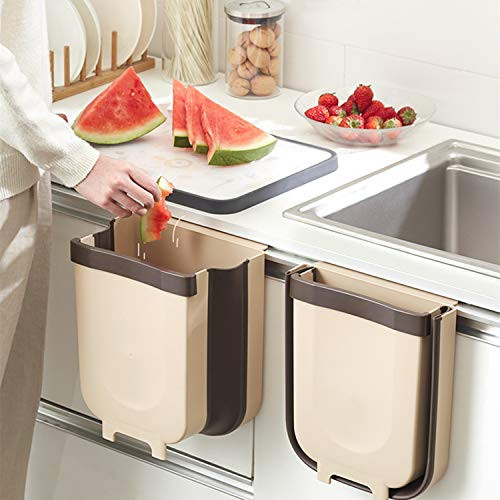 Muznote Hanging Mini Trash CanSilicone Folding Waste Bins Kitchen Foldable Trash Can Collapsible Small Garbage Can Compact Portable Waste Bin for Home Kitchen Room Cabinet Door Drawer