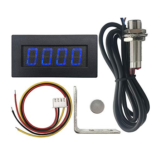 DIGITEN 4 Digital LED Tachometer RPM Speed MeterHall Proximity Switch Sensor NPN BlueSensor Mounting Holder