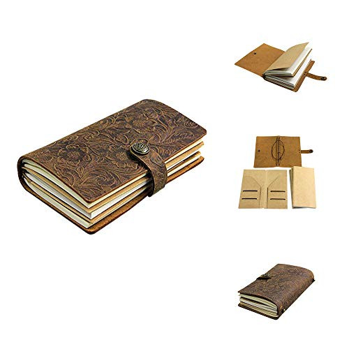 Vintage Leather Journal Refillable Notebook for Men Women Handmade Leather Journal Writing Notebook Travel Journals with LinedGridBlank Refills for Christmas Gifts