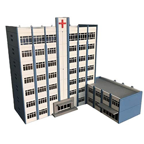 Yamix DIY 1150 N Scale Model Trains Building Kit for Model Railroad Scenery Landscape Layout - Hospital Building