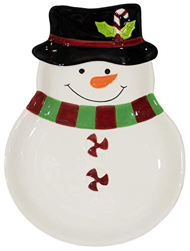 Snowman Christmas Themed Winter Holiday 8 Ceramic Accent Plate