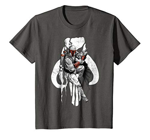 Kids Star Wars Boba Fett Mandalorian Skull Graphic T-Shirt B1