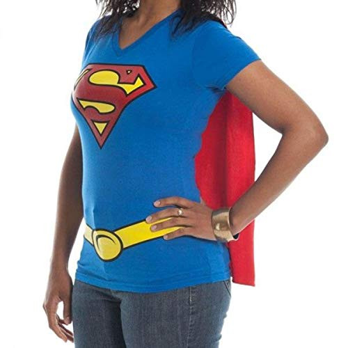 Supergirl DC Comics Cape Juniors T-Shirt Large Blue