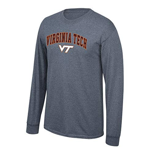 Elite Fan Shop Virginia Tech Hokies Mens Dark Heather Arch Long Sleeve Tee Medium