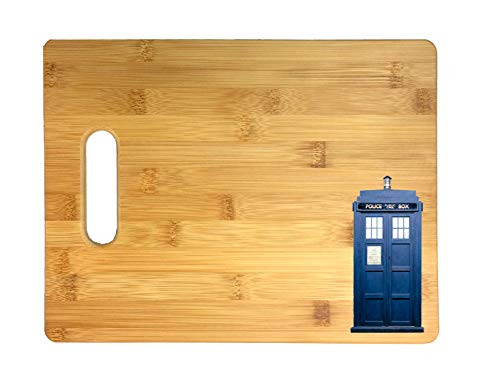 Tardis Blue Telephone Box TV Show Parody Thick 3D COLOR Printed Bamboo Cutting Board - Wedding Housewarming Anniversary Birthday Mothers Day Gift