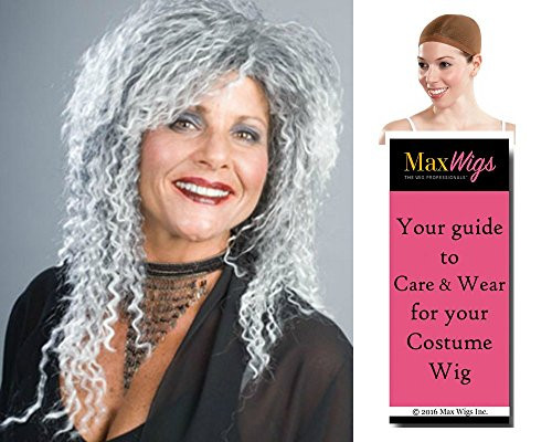 Grandma Addams color Mixed Grey - Enigma Wigs Family Witch Kinky Old Lady Bundle wCap MaxWigs Costume Wig Care Guide