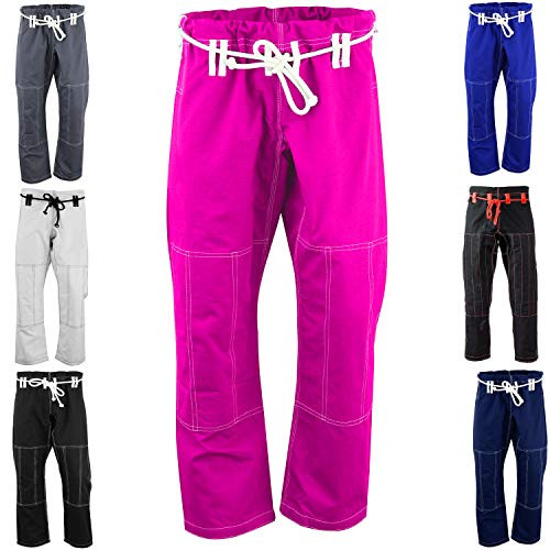 Max5 Brazilian Jiu Jitsu Gi Pants MMA Grappling BJJ Gi Pant Full Blank Pink A2